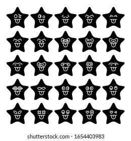 star emoticon icons vector set