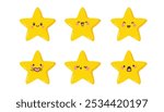 Star emoticon set. Cute kawaii emoticons. Vector illustration