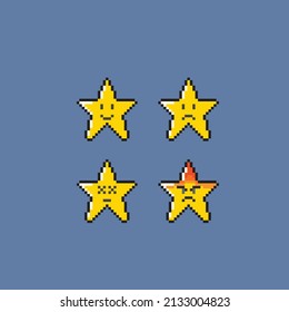 star emoticon set in pixel style