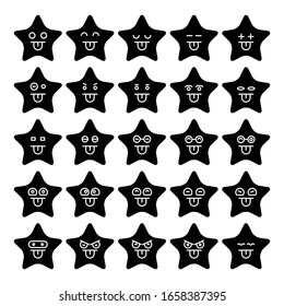 star emoticons, emoji icons set