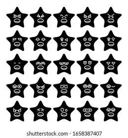 star emoticons, emoji icons set