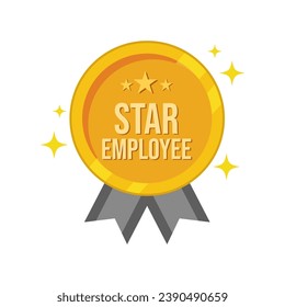 Star-Mitarbeiter-Unternehmen Business Beste Leistung Symbol Button goldener Design-Vektorgrafik