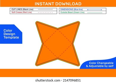 Star envelope dieline template and 3D envelope design