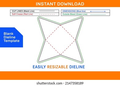 Star envelope dieline template and 3D envelope design