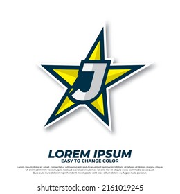 Star esport with initial letter J logo illustration, esport style isolated on white background