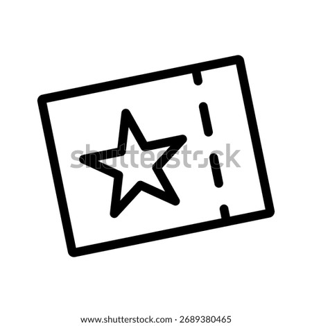 Star Event Ticket Stub Icon Admission Pass Coupon Outline Vector