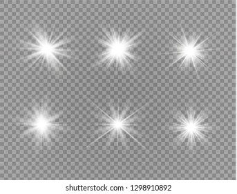 Star explodes on transparent background. Sparkling magic dust particles. Bright Star. The transparent shining sun, bright flash.