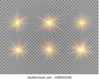 Star explodes on transparent background. Sparkling magic dust particles. Bright Star. The transparent shining sun, bright flash.