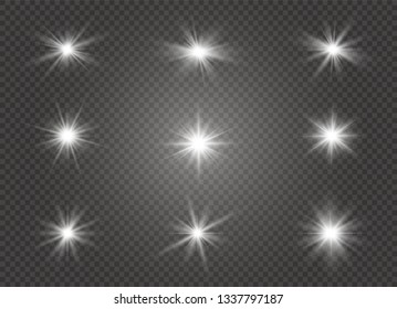 Star explodes on transparent background. Sparkling magic dust particles. Bright Star. The transparent shining sun, bright flash.