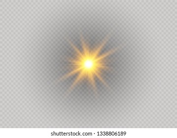 Star explodes on transparent background. Sparkling magic dust particles. Bright Star. The transparent shining sun, bright flash.