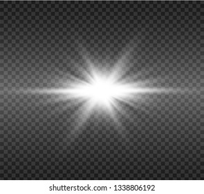 Star explodes on transparent background. Sparkling magic dust particles. Bright Star. The transparent shining sun, bright flash.
