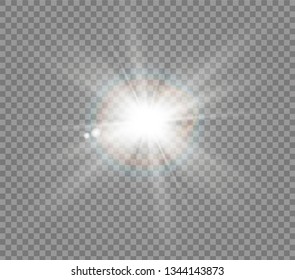 Star explodes on transparent background. Sparkling magic dust particles. Bright Star. The transparent shining sun, bright flash.