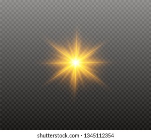 Star explodes on transparent background. Sparkling magic dust particles. Bright Star. The transparent shining sun, bright flash.