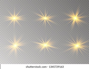 Star explodes on transparent background. Sparkling magic dust particles. Bright Star. The transparent shining sun, bright flash.