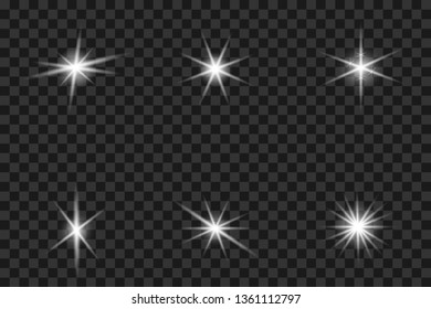 Star explodes on transparent background. Sparkling magic dust particles. Bright Star. The transparent shining sun, bright flash. 