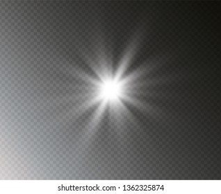 Star explodes on transparent background. Sparkling magic dust particles. Bright Star. The transparent shining sun, bright flash.