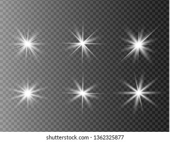 Star explodes on transparent background. Sparkling magic dust particles. Bright Star. The transparent shining sun, bright flash.
