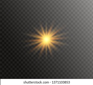 Star explodes on transparent background. Sparkling magic dust particles. Bright Star. The transparent shining sun, bright flash.