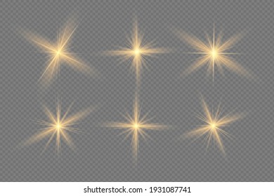 Star explodes on transparent background. Sparkling magic dust particles. Bright Star. The transparent shining sun, bright flash.