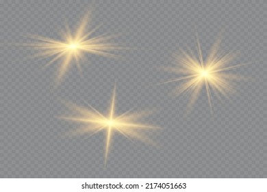 Star explodes on transparent background. Sparkling magic dust particles. Bright Star. The transparent shining sun, bright flash.