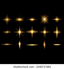 Star explodes on transparent background. Sparkling magic dust particles. Bright Star. The transparent shining sun, bright flash.