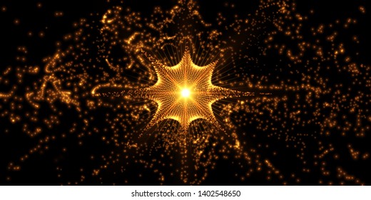 Star explosion, glowing light particles. Vector cosmic design