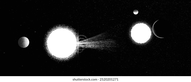 Sternenexplosion . Solar x Fackel . Großer Plasmaausbruch mit Magnetschleifen . Binäres Sternensystem .Explodierende Sonne im Raum. Sonnenblitz der Strahlung auf der Sternoberfläche . Depp-Speicherplatz. Starrer Hintergrund.