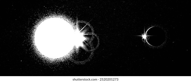 Sternenexplosion . Solar x Fackel . Großer Plasmaausbruch mit Magnetschleifen . Binäres Sternensystem .Explodierende Sonne im Raum. Sonnenblitz der Strahlung auf der Sternoberfläche . Depp-Speicherplatz. Starrer Hintergrund.