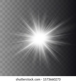 Star explosion vector illustration, glowing sun. Sunshine isolated on transparent background