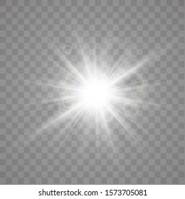 Star explosion vector illustration, glowing sun. Sunshine isolated on transparent background