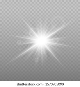 Star explosion vector illustration, glowing sun. Sunshine isolated on transparent background