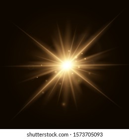 Star explosion vector illustration, glowing sun. Sunshine isolated on transparent background.