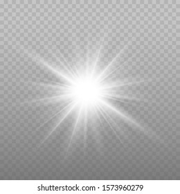 Star explosion vector illustration, glowing sun. Sunshine isolated on transparent background