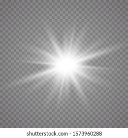 Star explosion vector illustration, glowing sun. Sunshine isolated on transparent background