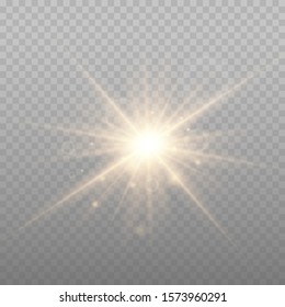 Star explosion vector illustration, glowing sun. Sunshine isolated on transparent background.