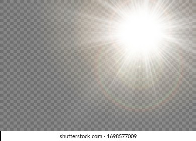 Star explosion vector illustration, glowing sun. Sunshine isolated on transparent background