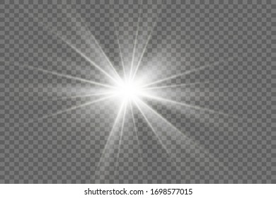 Star explosion vector illustration, glowing sun. Sunshine isolated on transparent background