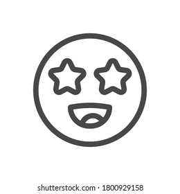 Star Eye Face Outline Emoji Icon