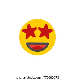 star eyes emoticon flat style design