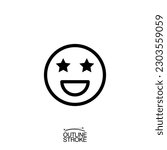 star eyes face emoji icon outline editable stroke vector illustration eps