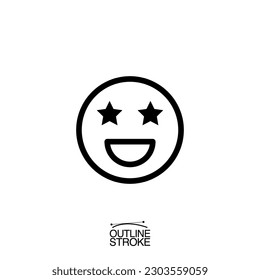 star eyes face emoji icon outline editable stroke vector illustration eps