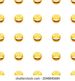 Star Eyes Icon Emoji Pattern Design. Excited Seamless Background Symbols. Emoticon Illustration Design Vector.