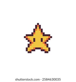 Star with eyes pixel art style icon. Isolated abstract vector illustration. Video game sprite. Element design for app, web, logo, sticker.