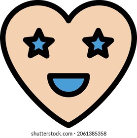 star eyes vector colour line  icon