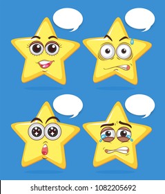 Star facial expression and Speech bubble illustration