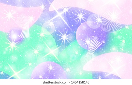 Star fairy. Unicorn pattern. Fantasy universe. Fairy background. Mermaid rainbow. Holographic magic stars.