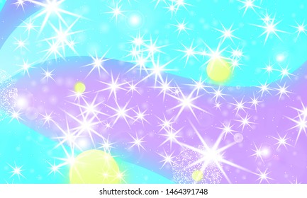 Star fairy. Unicorn pattern. Fantasy universe. Fairy background. Mermaid rainbow. Holographic magic stars.