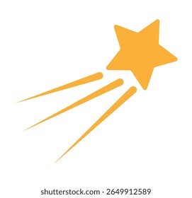 Star fall vector icon. Yellow shooting star. Flying comet with tail. Falling stars, falling meteor, abstract galaxy element. Vector illustration