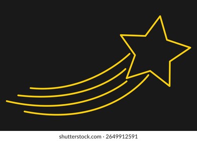 Star fall vector icon. Yellow shooting star. Flying comet with tail. Falling stars, falling meteor, abstract galaxy element. Vector illustration
