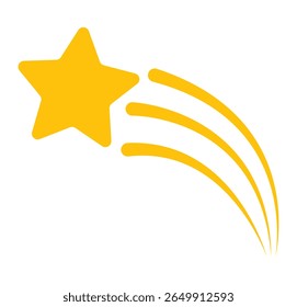 Ícone de vetor de queda de estrela. Estrela cadente amarela. Cometa voador com cauda. Estrelas caindo, meteoros caindo, elementos abstratos de galáxias. Ilustração vetorial